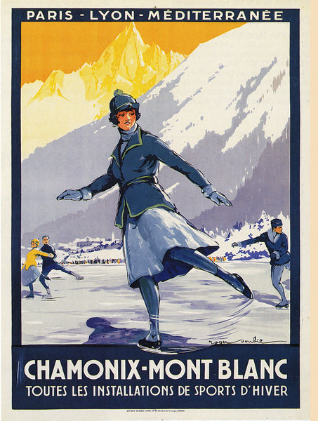 Chamonix, Mont Blanc  France,  Skiing Advertising Poster