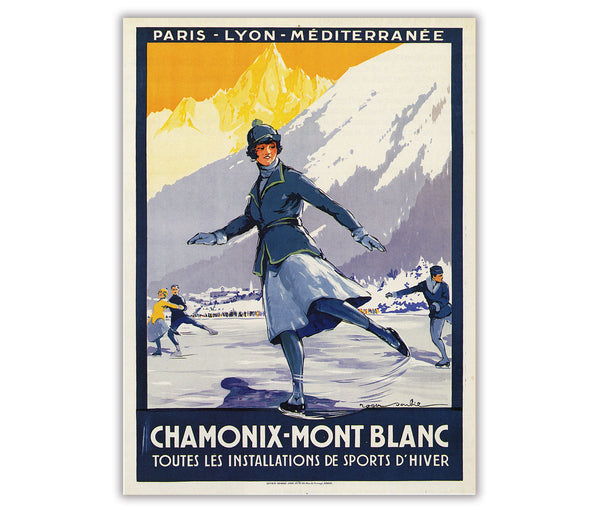 Chamonix, Mont Blanc  France,  Skiing Advertising Poster