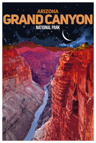 Grand Canyon Night View Poster