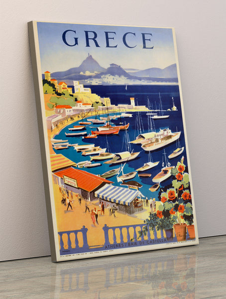 1955 Greece Athens Bay of Castella  Vintage Travel Poster