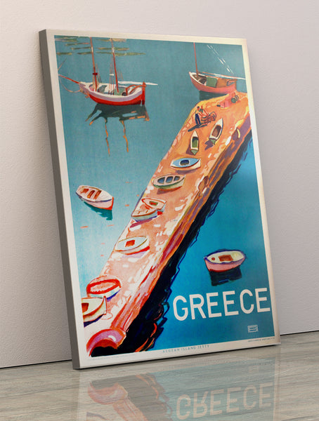 Aegean Island Jetty Greece 1948  Vintage Travel Poster