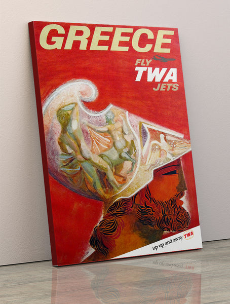 Greece Fly with TWA Airlines Vintage Travel Poster 1960