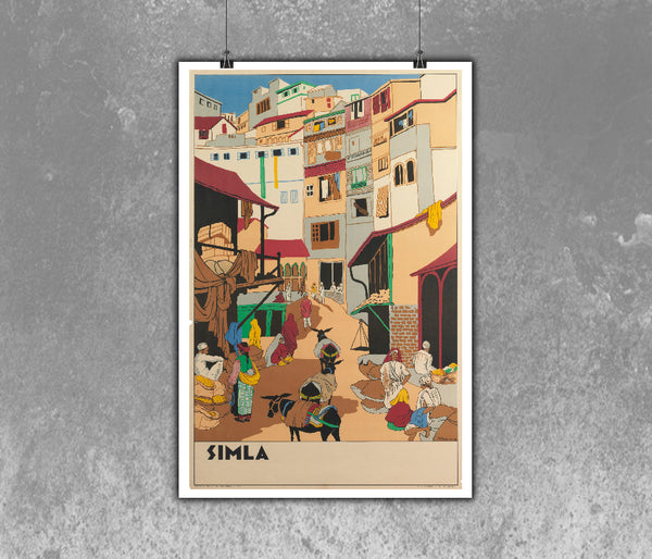 Simla, İndia Vintage Travel Poster