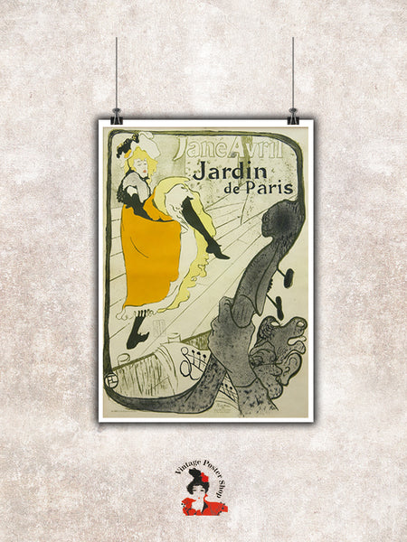 Jane Avril Jardin de Paris, Toulouse Lautrec Poster