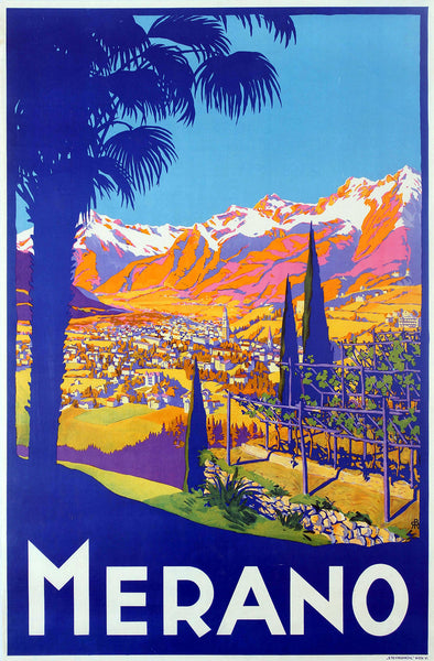 Merano  Italy Vintage Travel  Poster