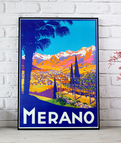 Merano  Italy Vintage Travel  Poster