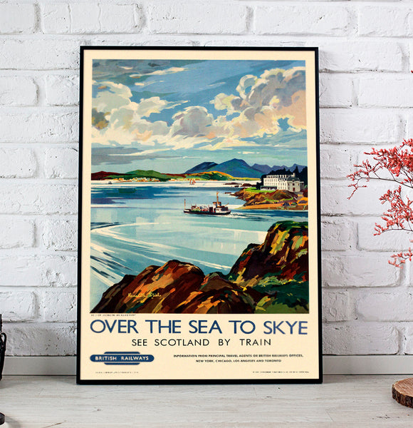 Over the Sea to Skye, See Scotland by Train Vintage Travel Poster