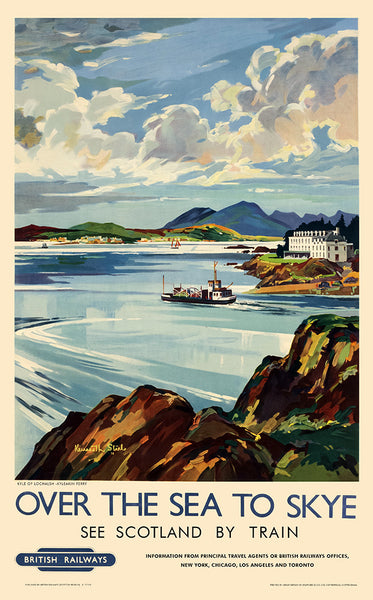 Over the Sea to Skye, See Scotland by Train Vintage Travel Poster