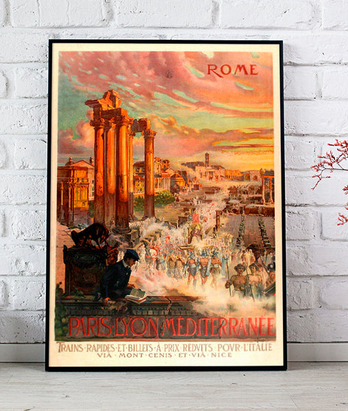 Antique Paris Lyon Mediterranee PLM Railway Travel Advertising Poster