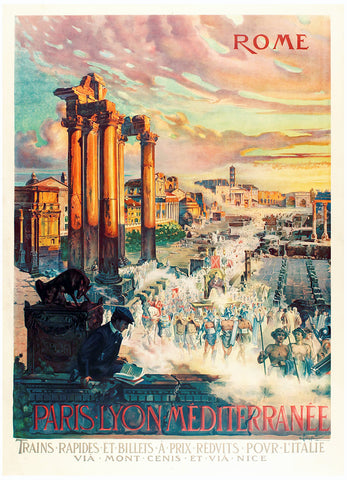 Antique Paris Lyon Mediterranee PLM Railway Travel Advertising Poster
