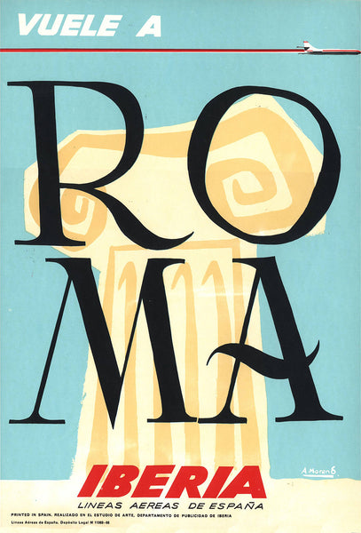 Vuela a Rome, Iberia Airlines Poster