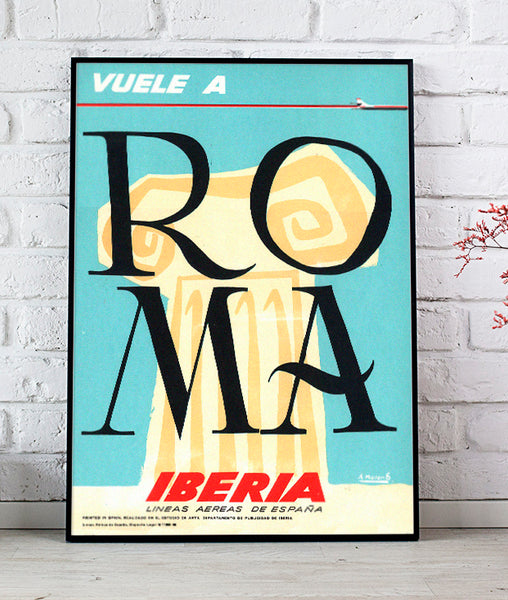 Vuela a Rome, Iberia Airlines Poster