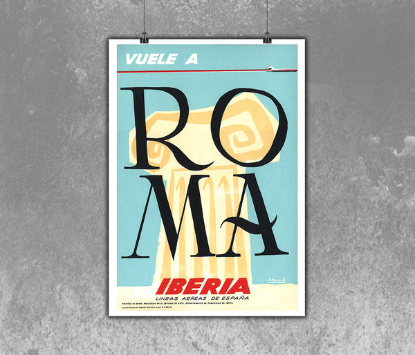 Vuela a Rome, Iberia Airlines Poster