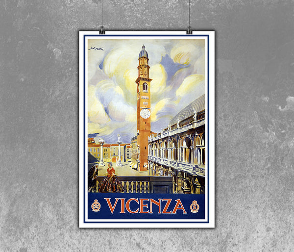 Vicenza Italy Vintage Travel Poster