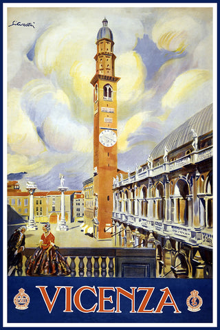 Vicenza Italy Vintage Travel Poster