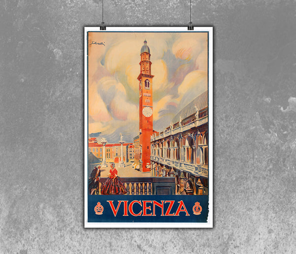 Vicenza Italy Vintage Travel Poster