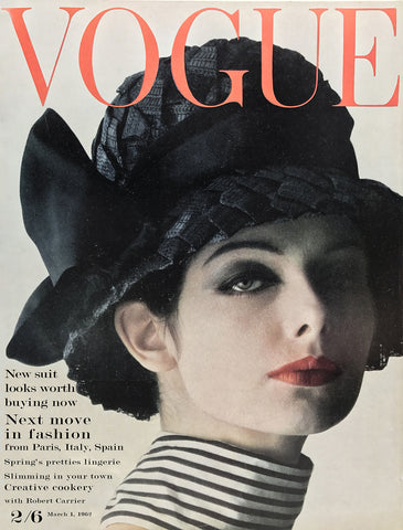 British Vogue Magazine - 1 March 1962 (Vintage Issue) Cover Art Poster