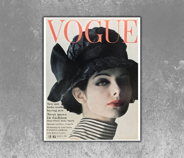 British Vogue Magazine - 1 March 1962 (Vintage Issue) Cover Art Poster