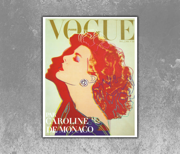 Vogue Vintage Magazine Cover Caroline de Monaco by Andy Warhol