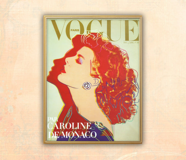 Vogue Vintage Magazine Cover Caroline de Monaco by Andy Warhol