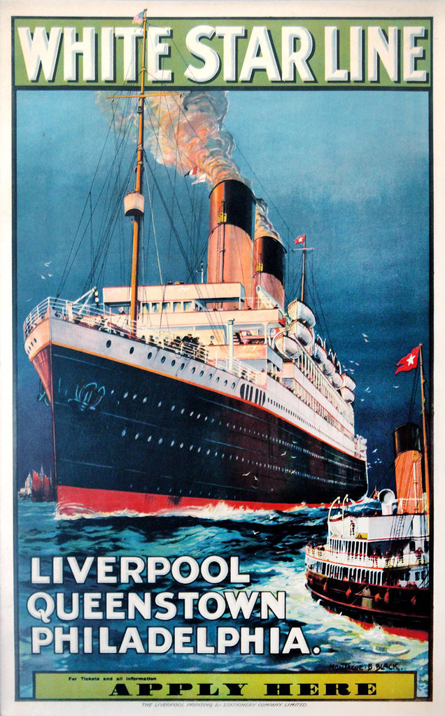 White StarLines Liverpool, Queenstown, Philadelphia Transportation Poster